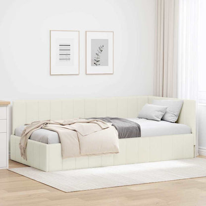 Eckbettgestell Creme 90 x 200 cm Samt