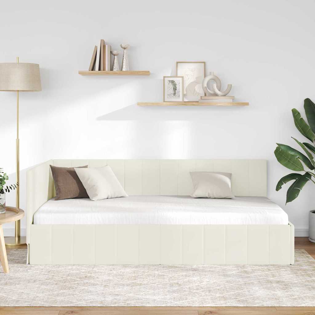 Eckbettgestell Creme 90 x 200 cm Samt