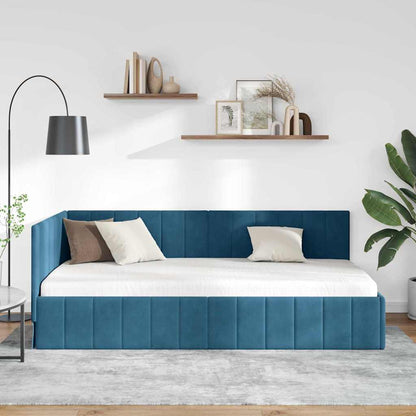 Eckbettgestell Blau 100 x 200 cm Samt