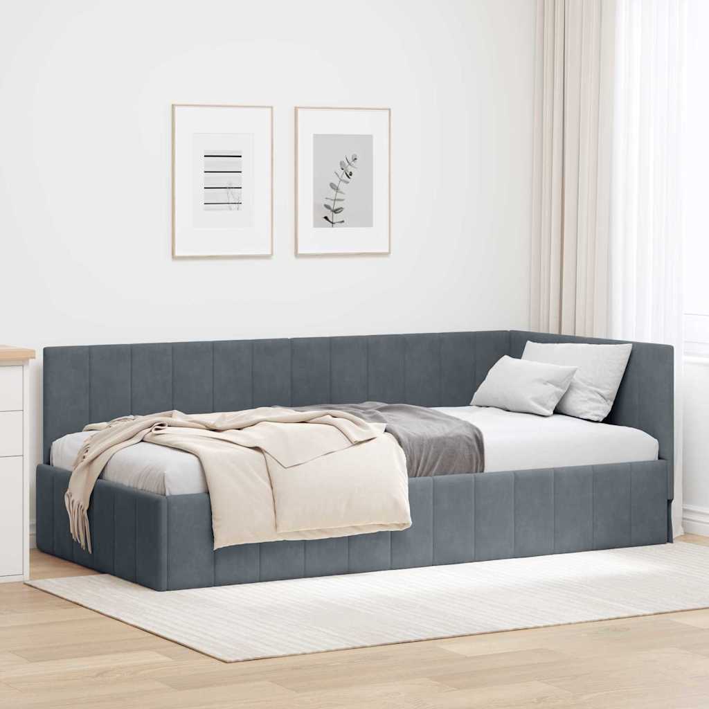 Eckbettgestell Dunkelgrau 100 x 200 cm Samt