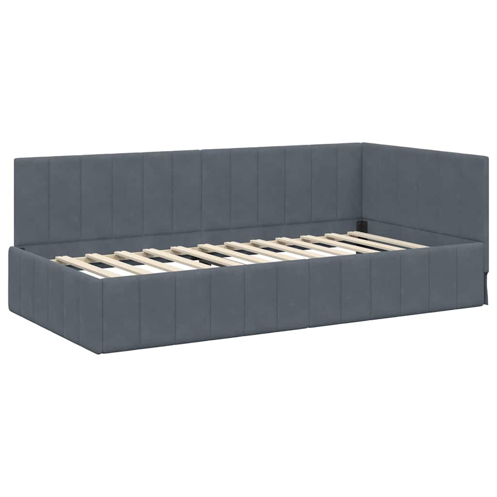 Eckbettgestell Dunkelgrau 100 x 200 cm Samt