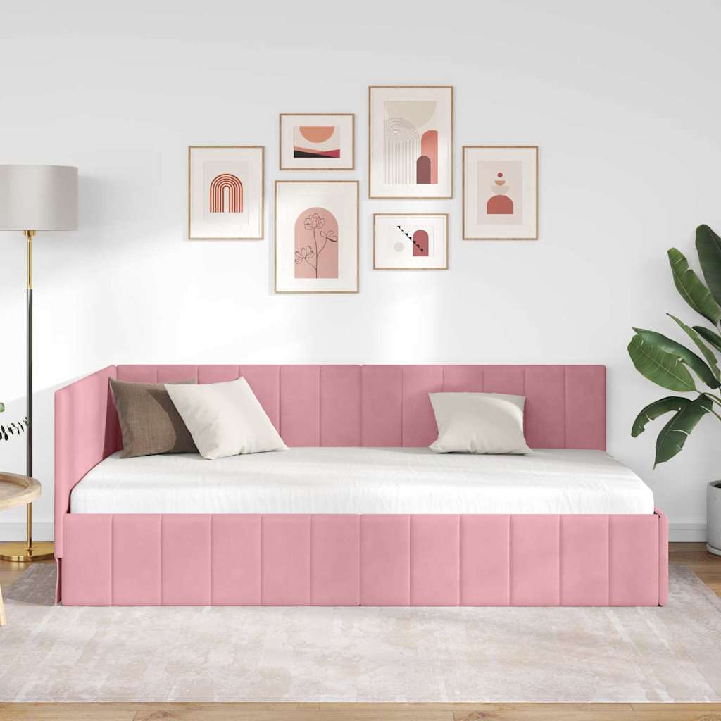 Eckbettgestell Rosa 100 x 200 cm Samt