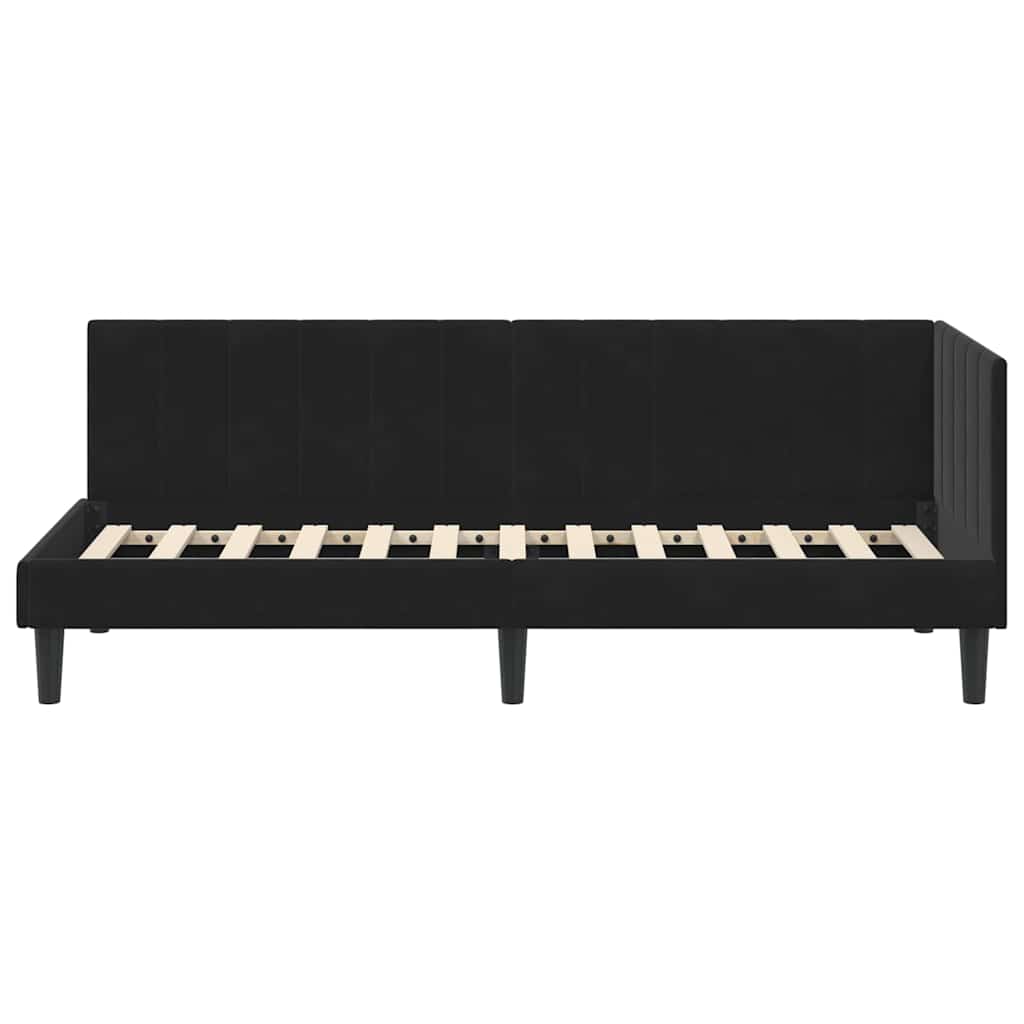Eckbettgestell mit Kopfteil Schwarz 80 cm x 200 cm Samt
