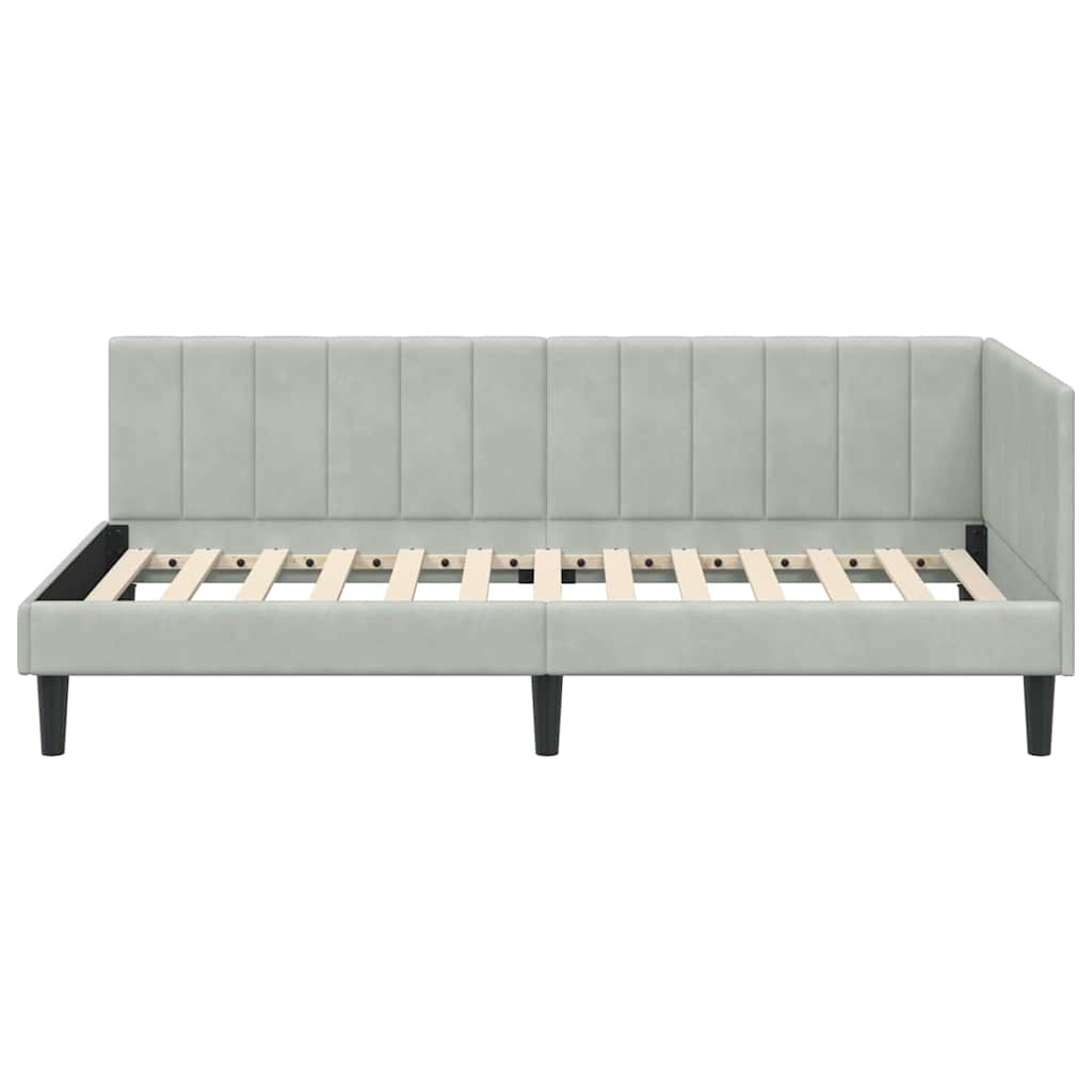 Eckbettgestell Hellgrau 90 x 200 cm Samt