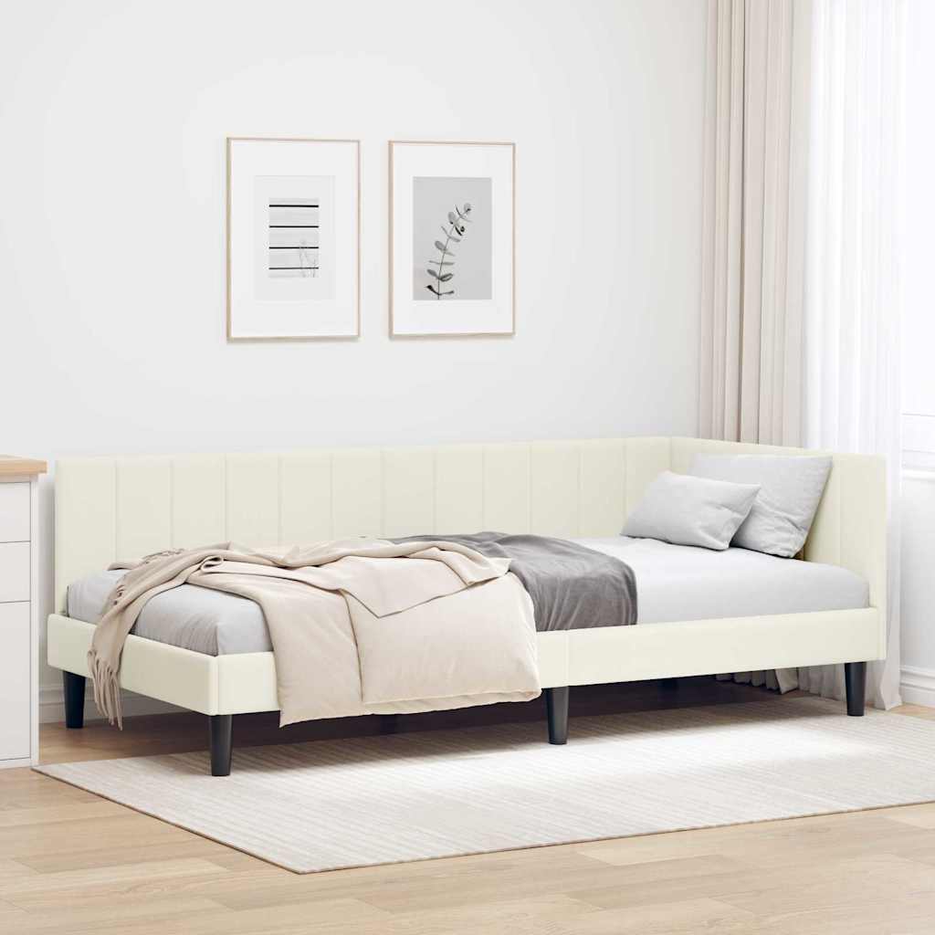 Eckbettgestell Creme 90 x 200 cm Samt