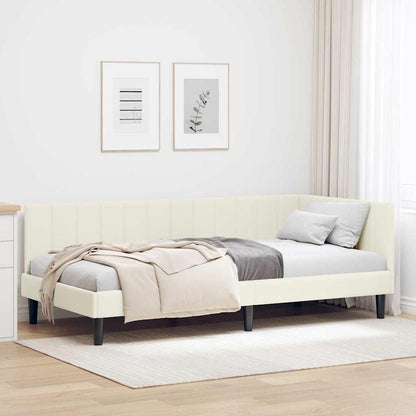 Eckbettgestell Creme 90 x 200 cm Samt