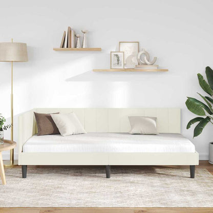 Eckbettgestell Creme 90 x 200 cm Samt