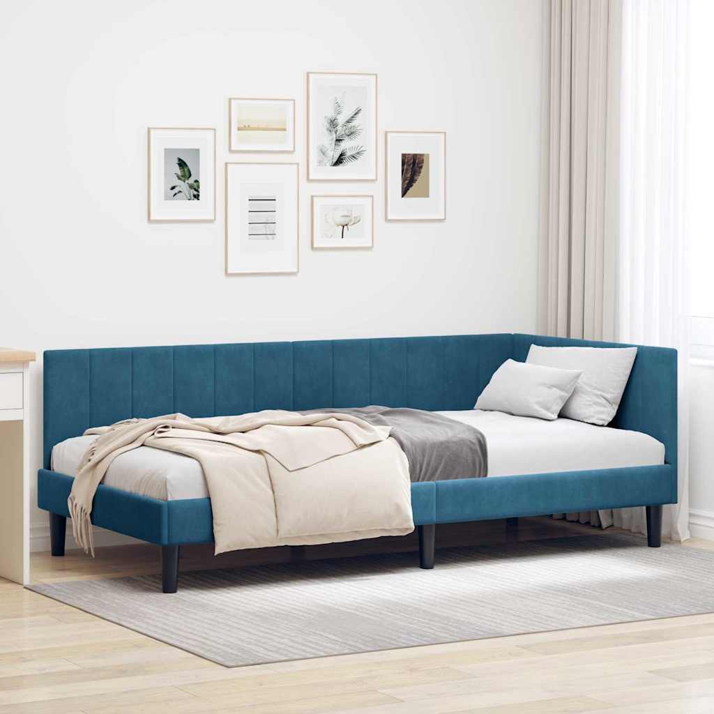 Eckbettgestell Blau 100 x 200 cm Samt