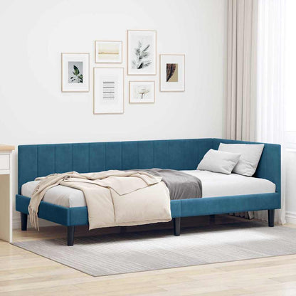 Eckbettgestell Blau 100 x 200 cm Samt