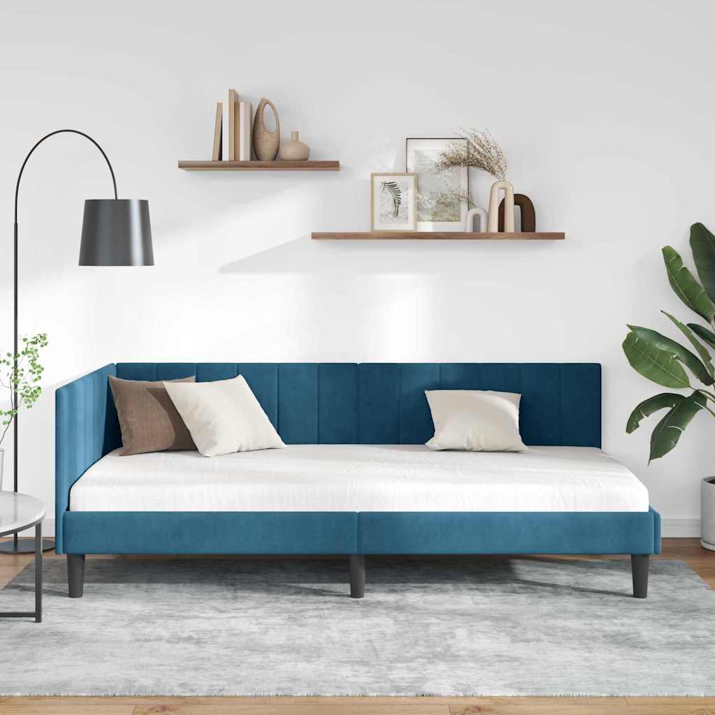Eckbettgestell Blau 100 x 200 cm Samt