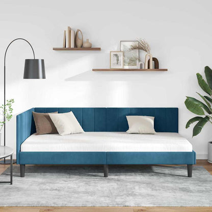 Eckbettgestell Blau 100 x 200 cm Samt