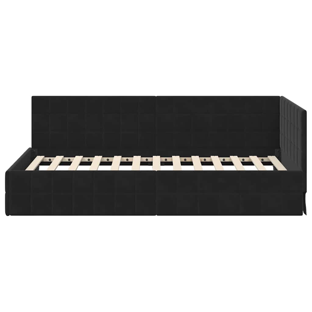 Eckbettgestell Schwarz 90 x 190 cm Samt