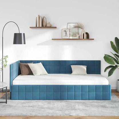 Eckbettgestell Blau 90 x 200 cm Samt