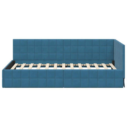 Eckbettgestell Blau 90 x 200 cm Samt