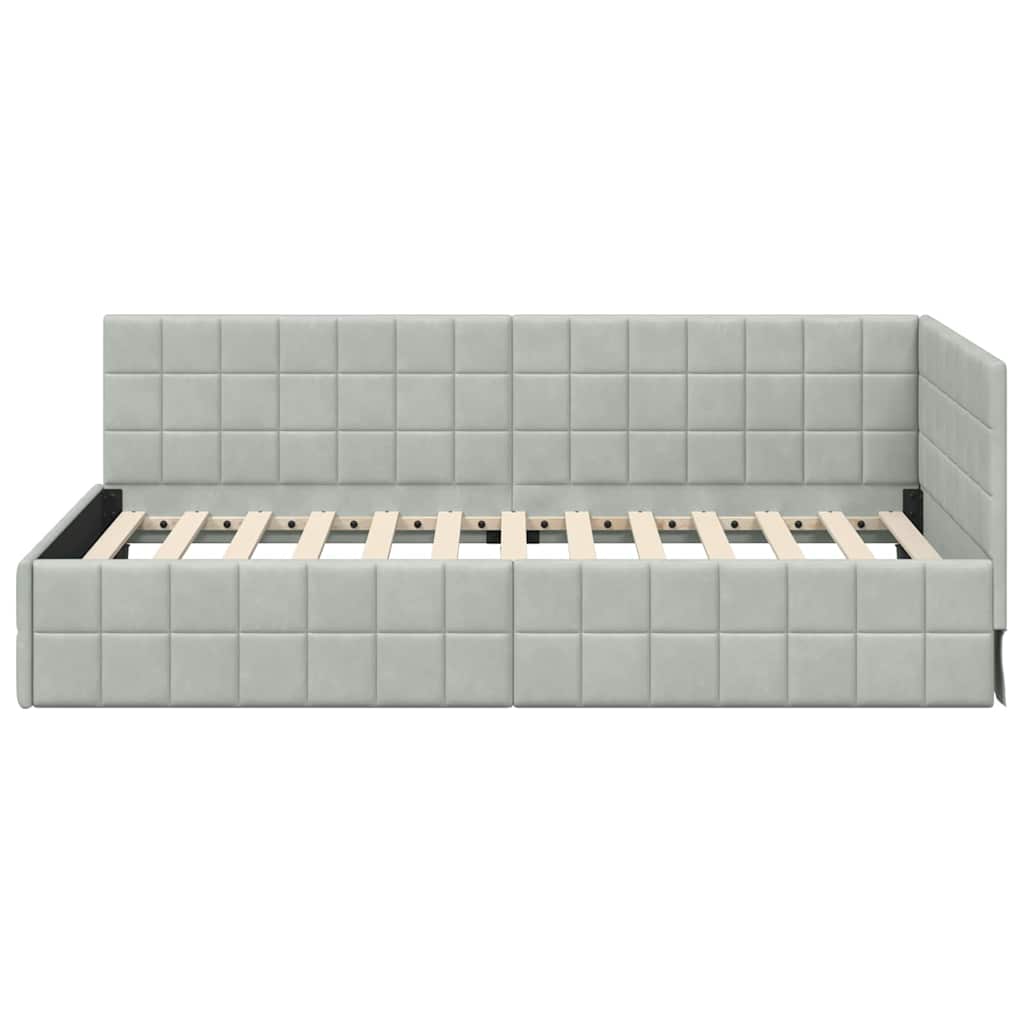 Eckbettgestell Hellgrau 90 x 200 cm Samt