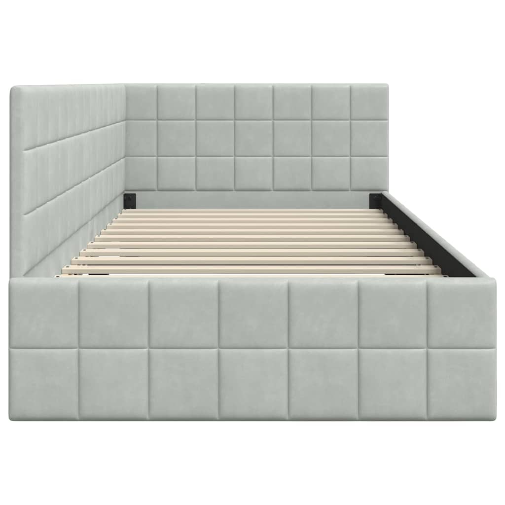 Eckbettgestell Hellgrau 90 x 200 cm Samt