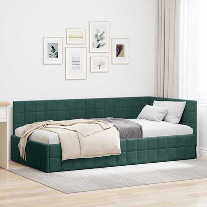 Eckbettgestell Dunkelgrün 90 x 200 cm Samt