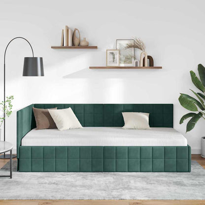 Eckbettgestell Dunkelgrün 90 x 200 cm Samt