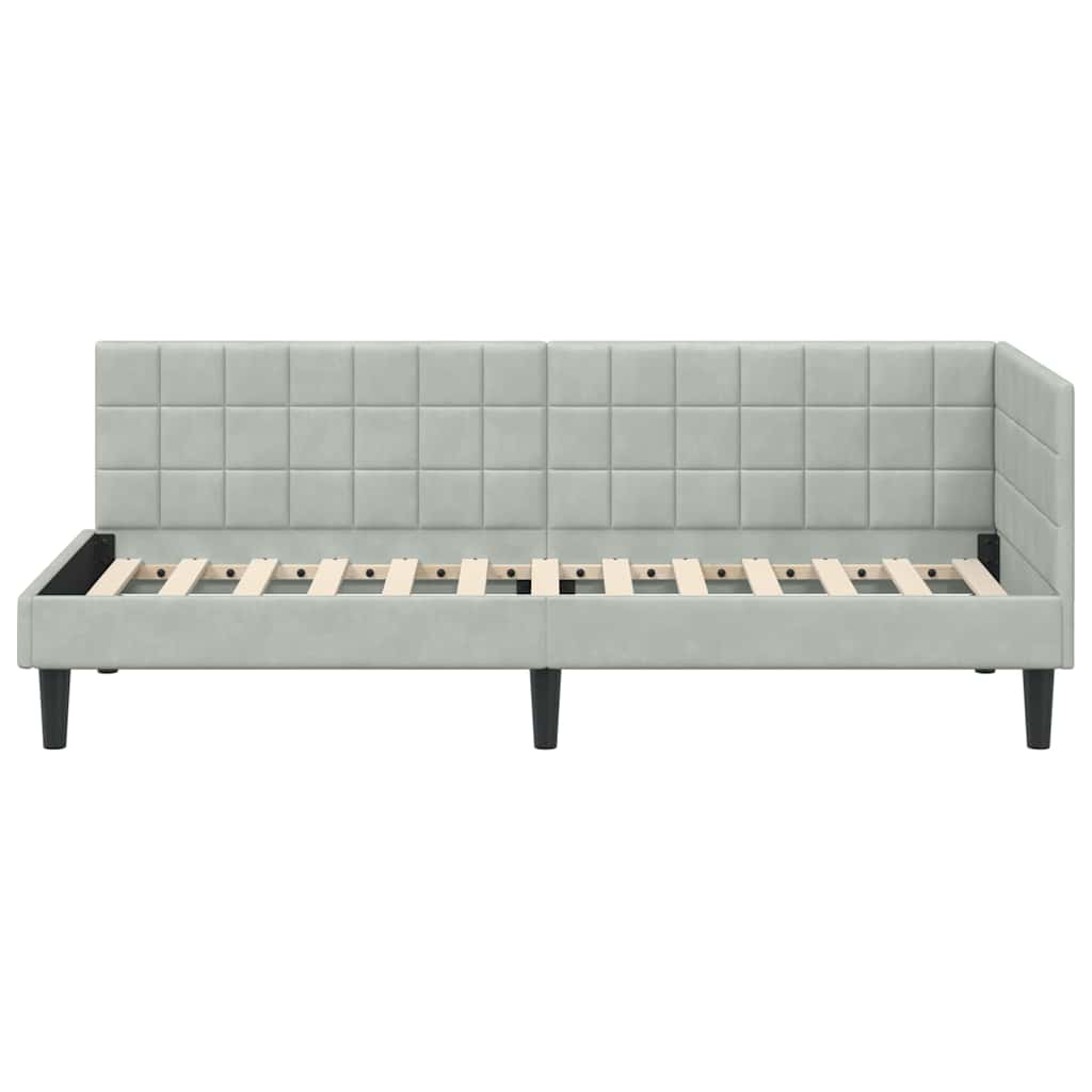 Eckbettgestell mit Kopfteil Hellgrau 80 cm x 200 cm Samt