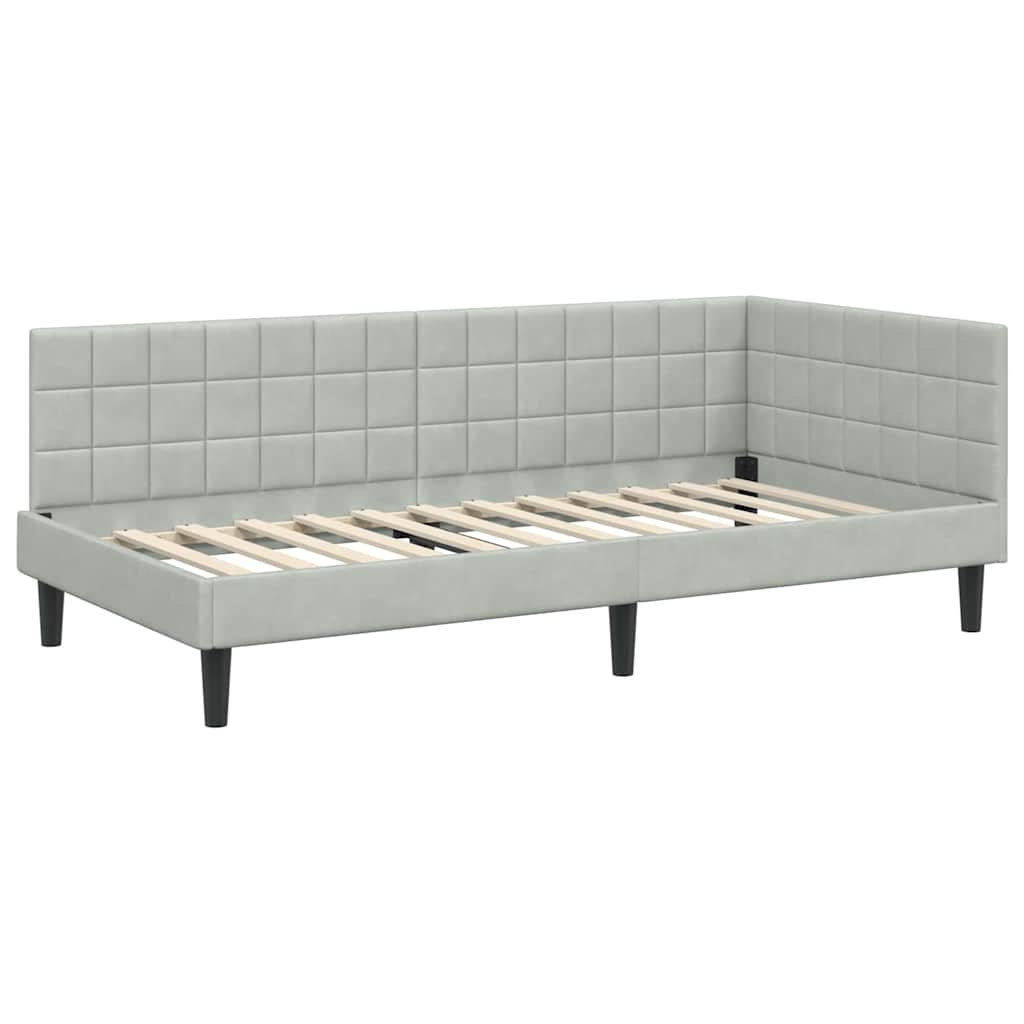 Eckbettgestell Hellgrau 90 x 200 cm Samt
