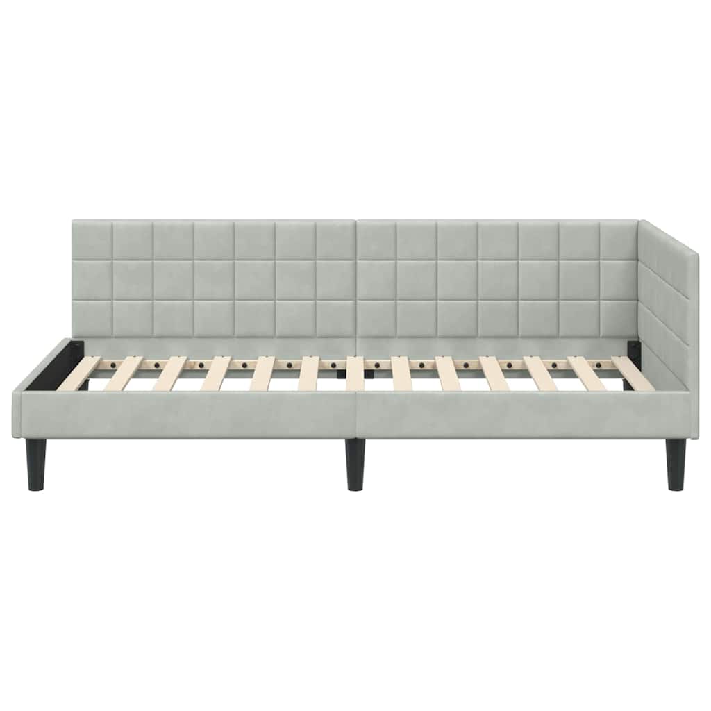 Eckbettgestell Hellgrau 90 x 200 cm Samt