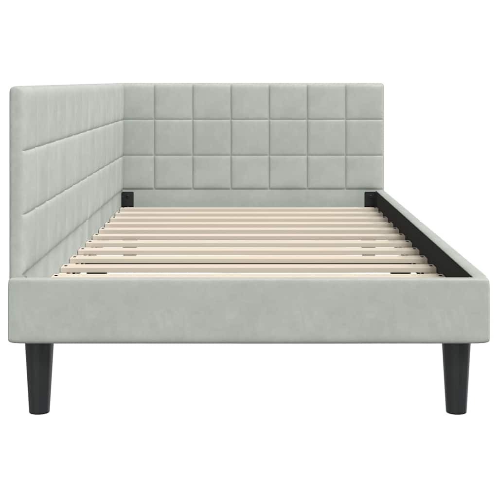 Eckbettgestell Hellgrau 90 x 200 cm Samt