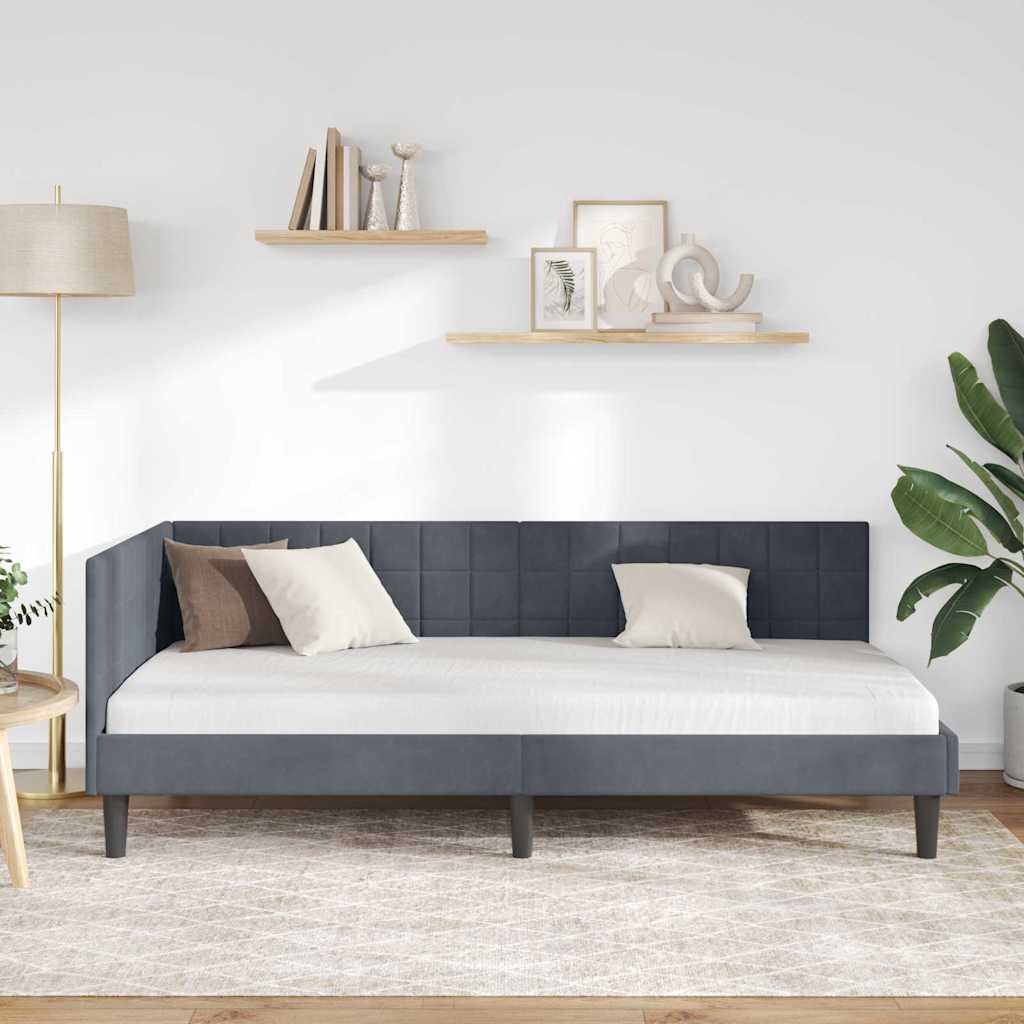 Eckbettgestell Dunkelgrau 90 x 200 cm Samt