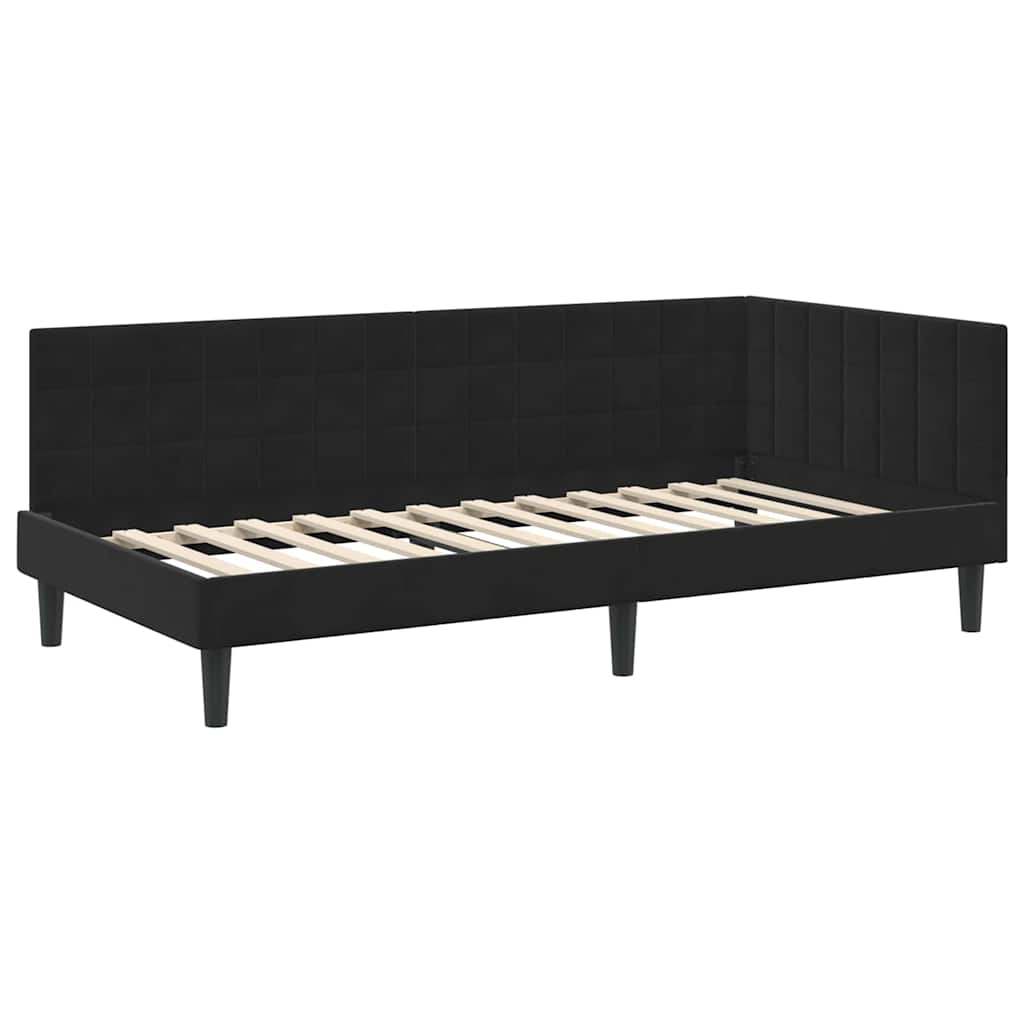 Eckbettgestell Schwarz 90 x 200 cm Samt
