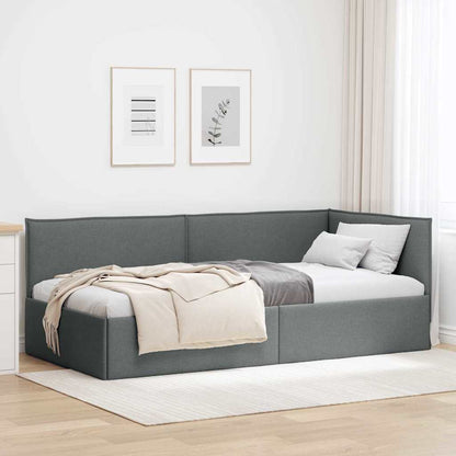 Eckbettgestell Dunkelgrau 90 x 190 cm Stoff