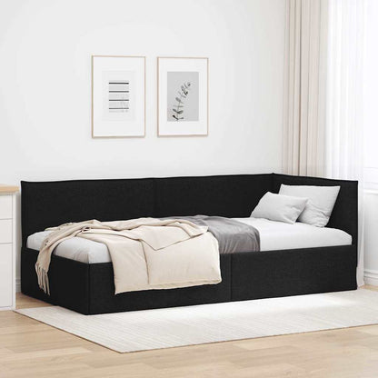 Eckbettgestell Schwarz 90 x 200 cm Stoff