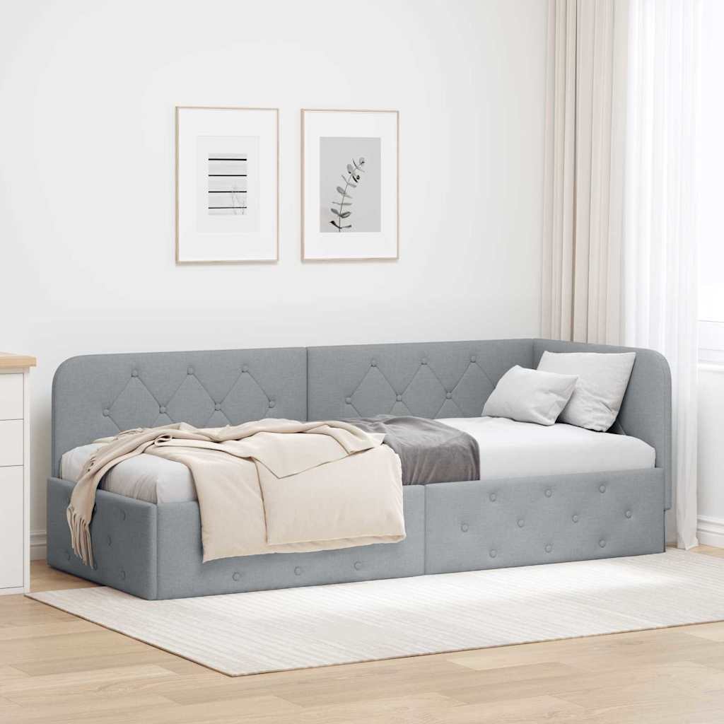 Eckbettgestell Hellgrau 80 x 200 cm Stoff