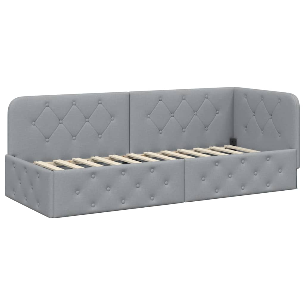 Eckbettgestell Hellgrau 80 x 200 cm Stoff