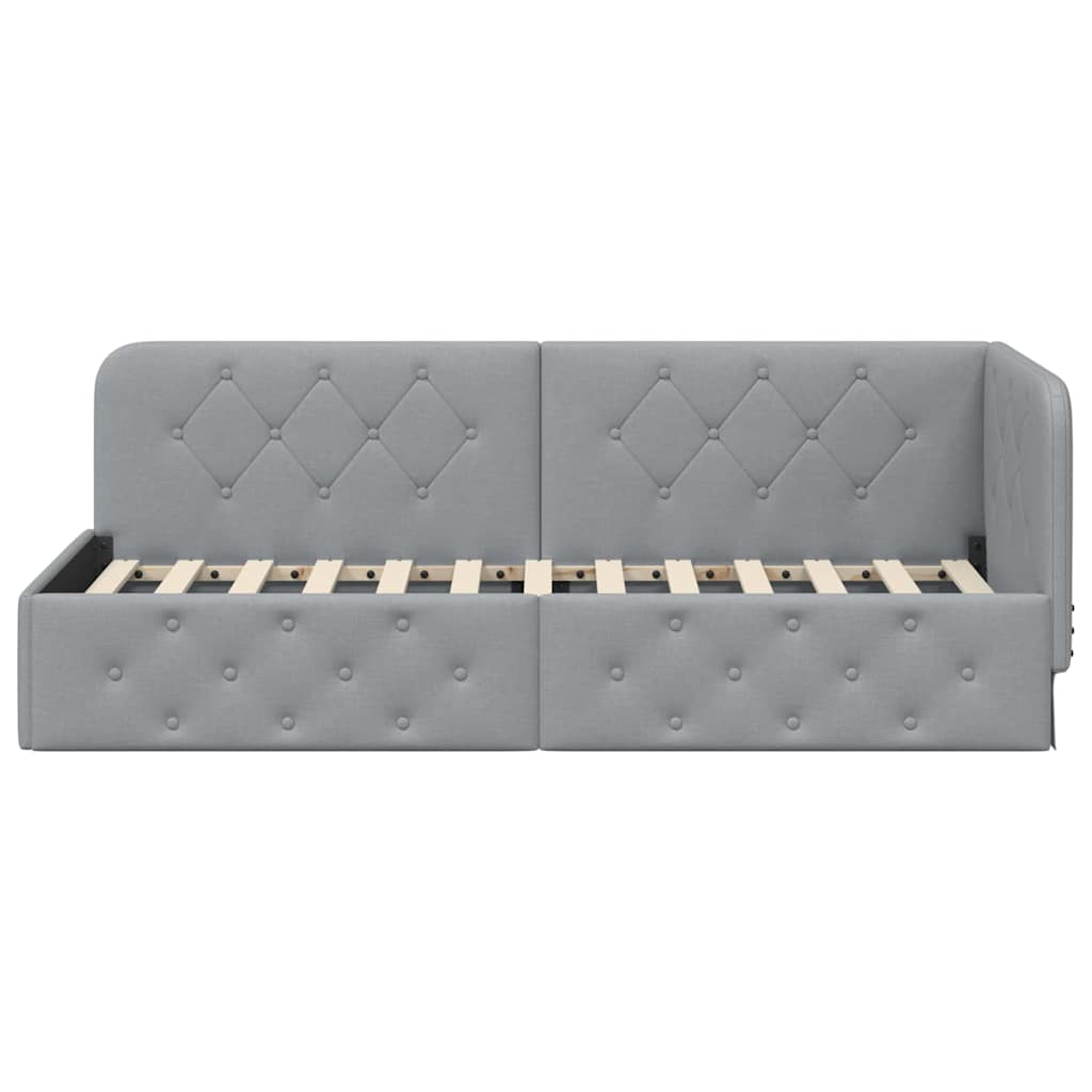 Eckbettgestell Hellgrau 80 x 200 cm Stoff