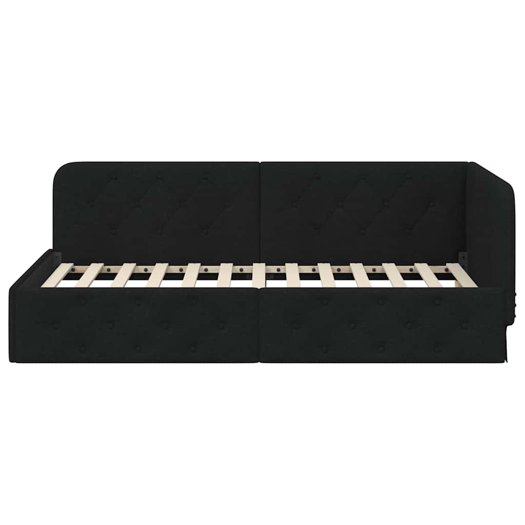 Eckbettgestell Schwarz 100 x 200 cm Stoff