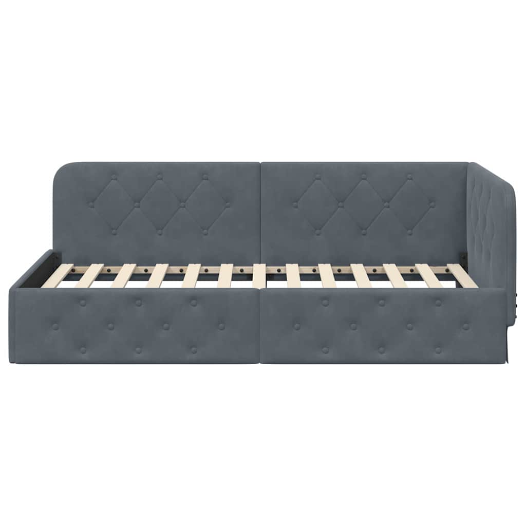 Eckbettgestell Dunkelgrau 90 x 200 cm Samt