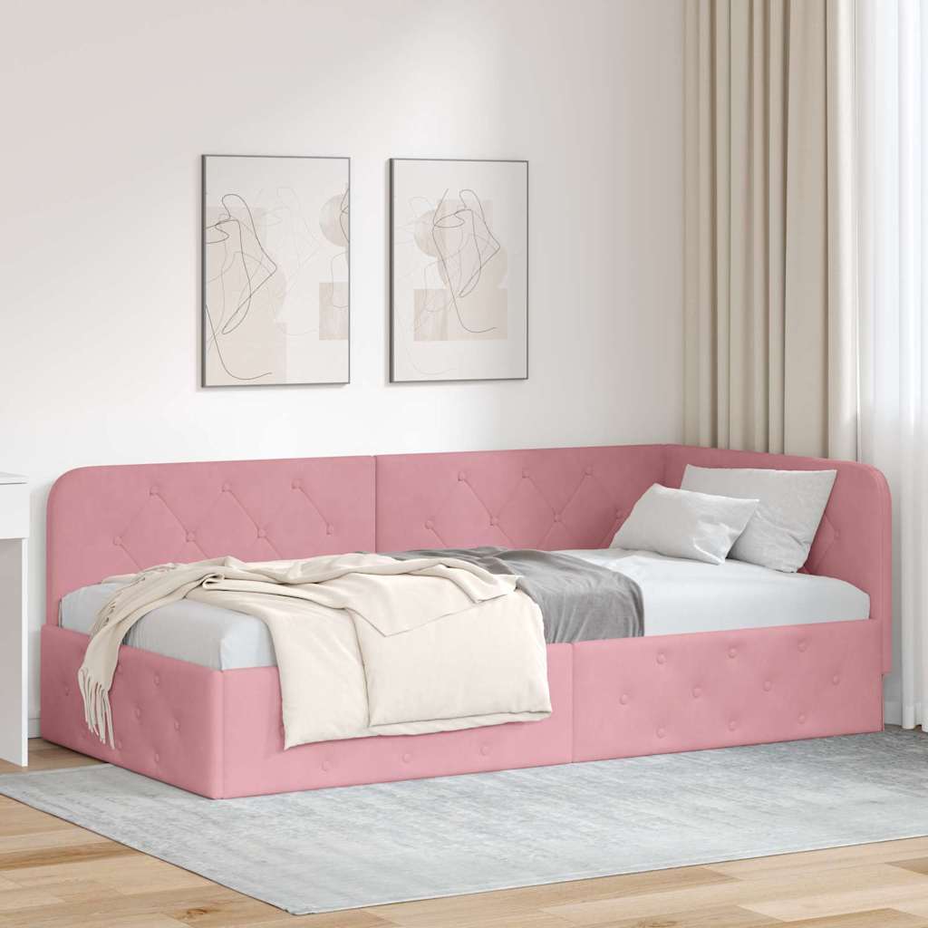 Eckbettgestell Rosa 100 x 200 cm Samt