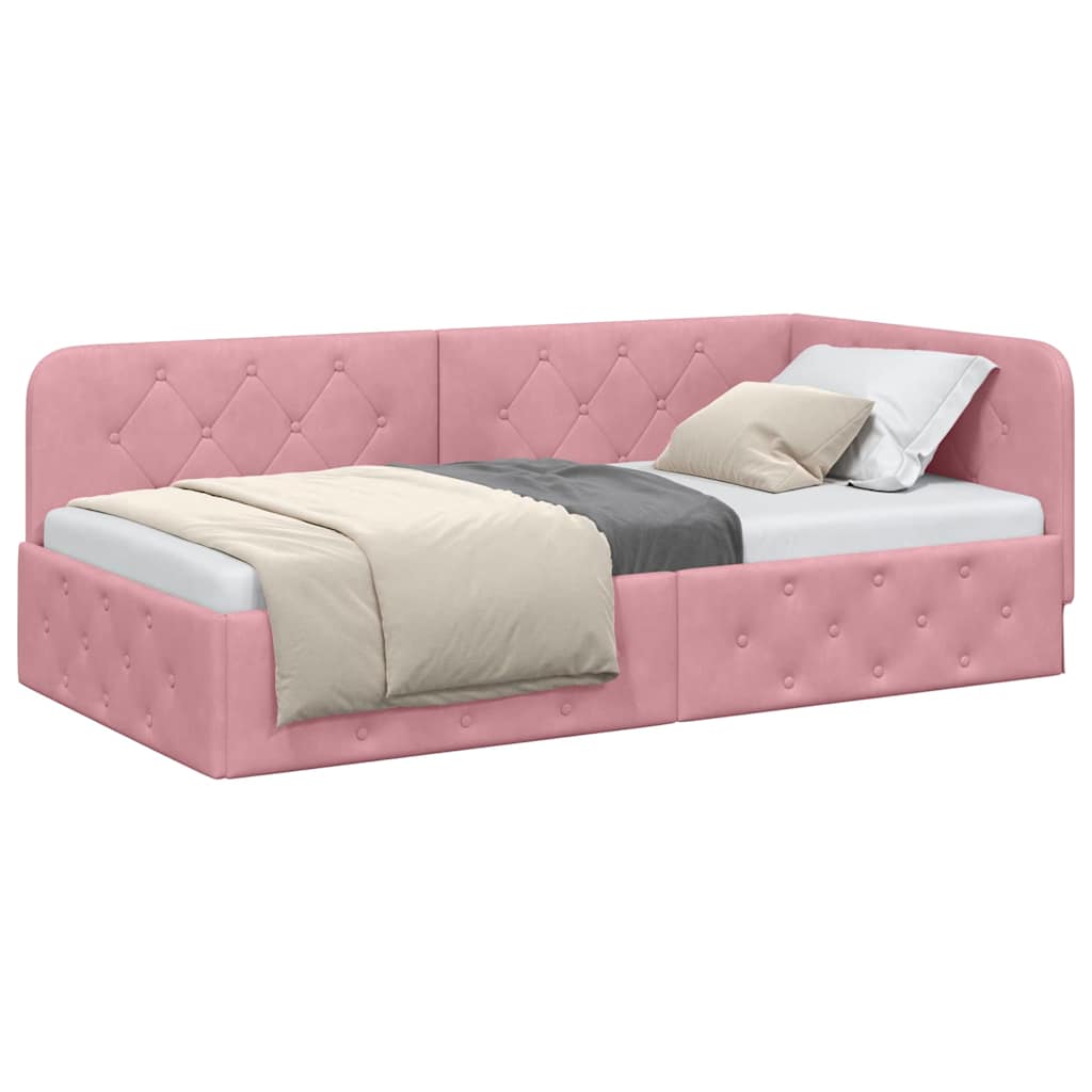 Eckbettgestell Rosa 100 x 200 cm Samt