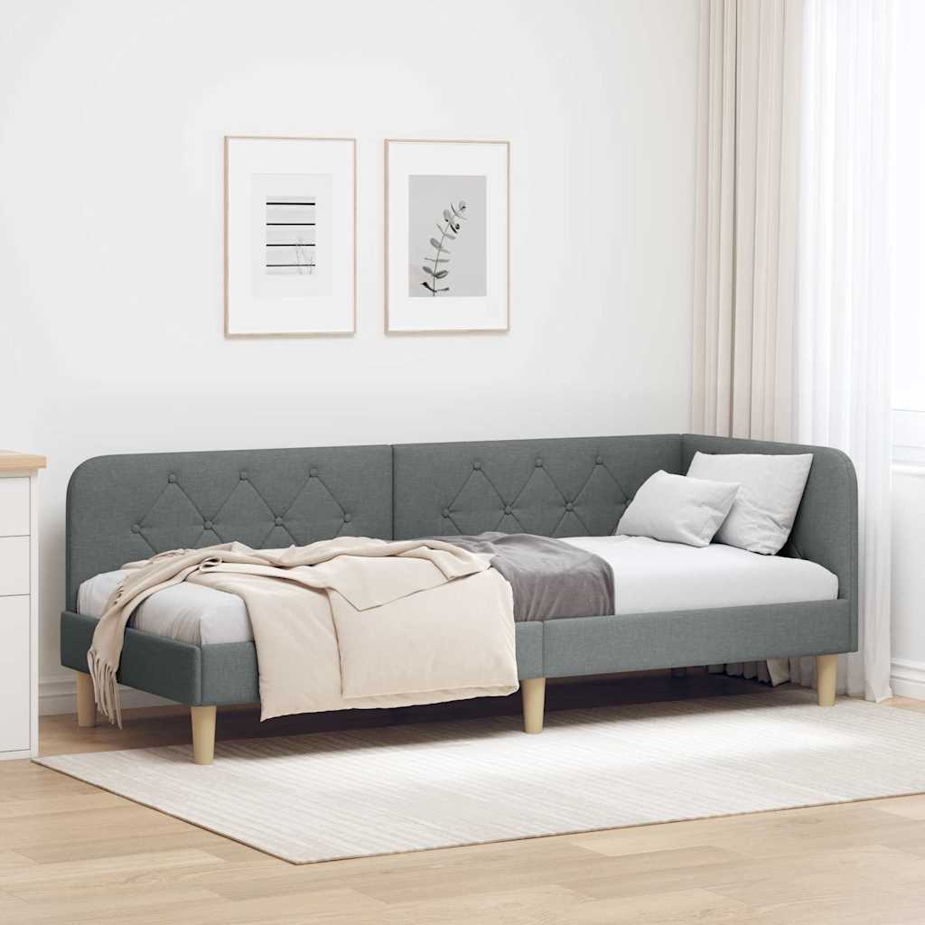 Eckbettgestell Dunkelgrau 80 x 200 cm Stoff