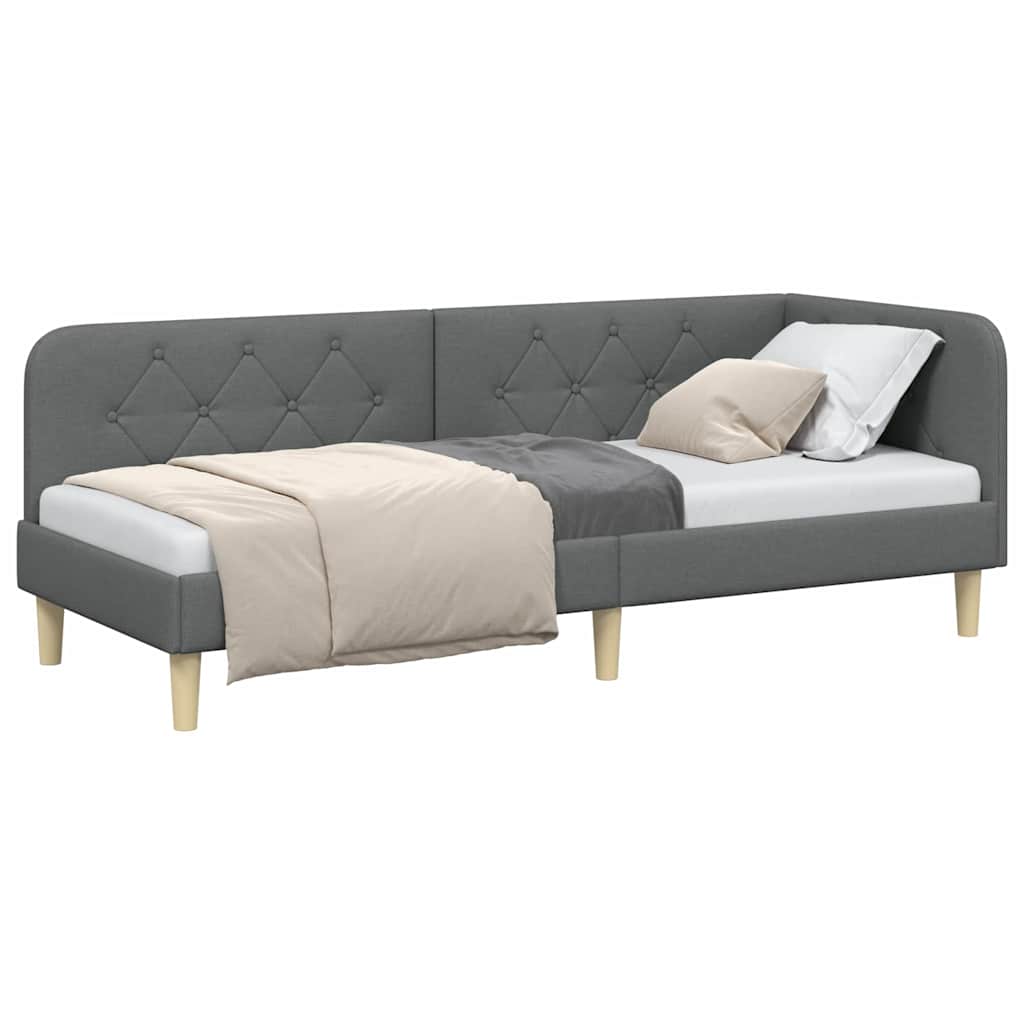 Eckbettgestell Dunkelgrau 80 x 200 cm Stoff