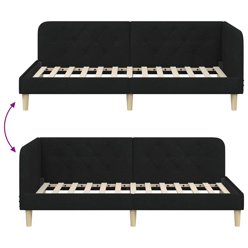 Eckbettgestell Schwarz 90 x 190 cm Stoff
