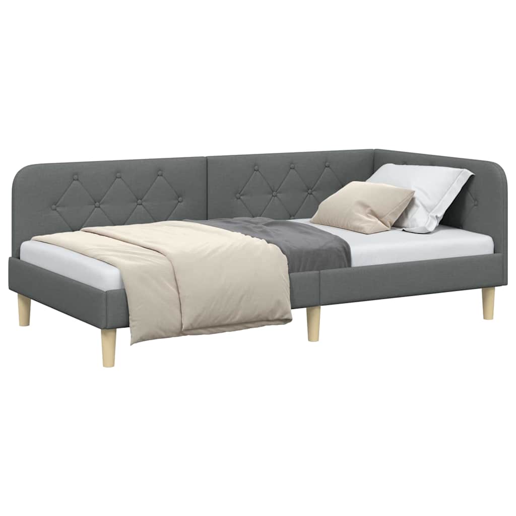 Eckbettgestell Dunkelgrau 90 x 200 cm Stoff