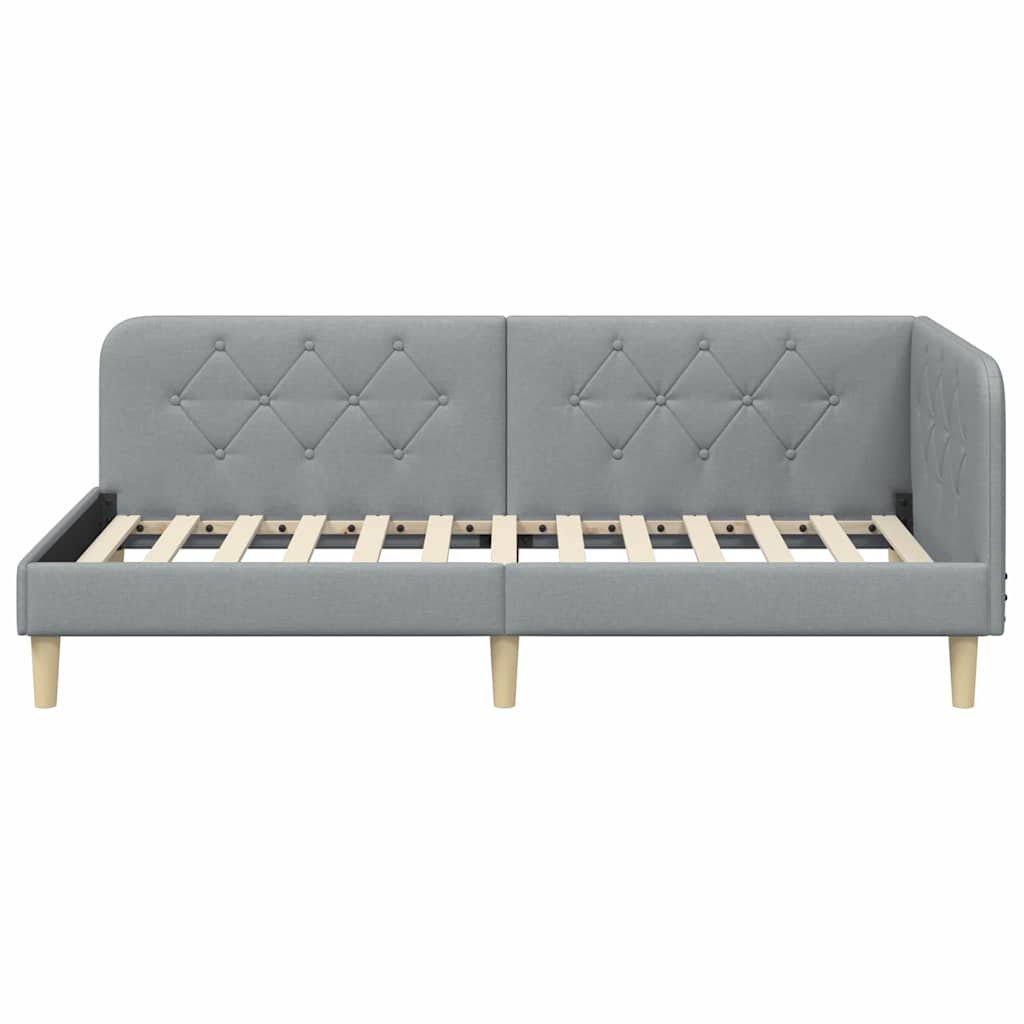 Eckbettgestell Hellgrau 100 x 200 cm Stoff