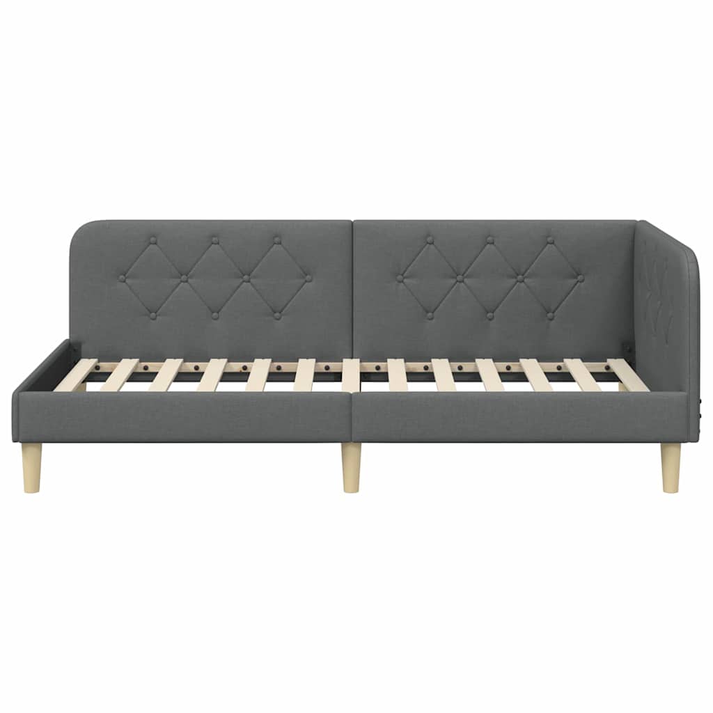 Eckbettgestell Dunkelgrau 100 x 200 cm Stoff