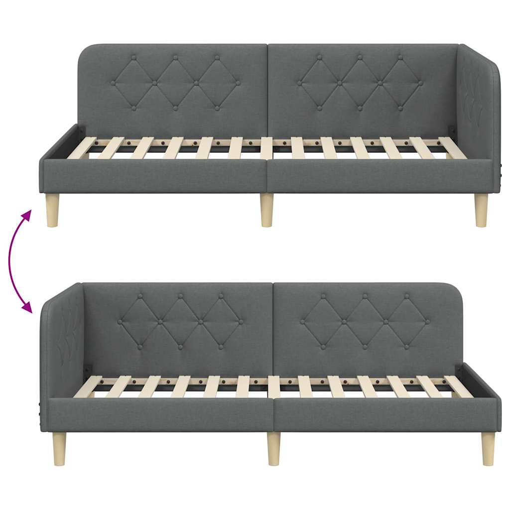 Eckbettgestell Dunkelgrau 100 x 200 cm Stoff