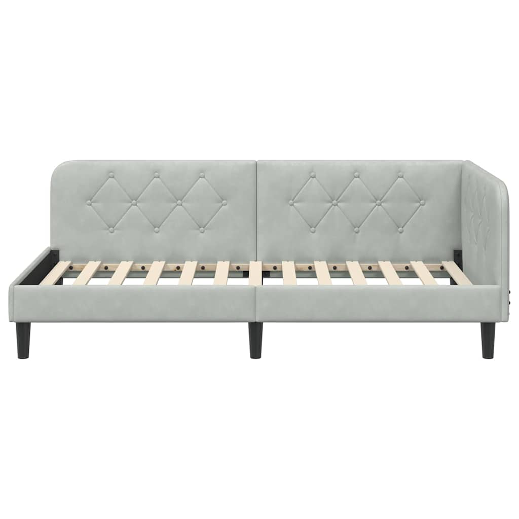 Eckbettgestell Hellgrau 90 x 190 cm Samt