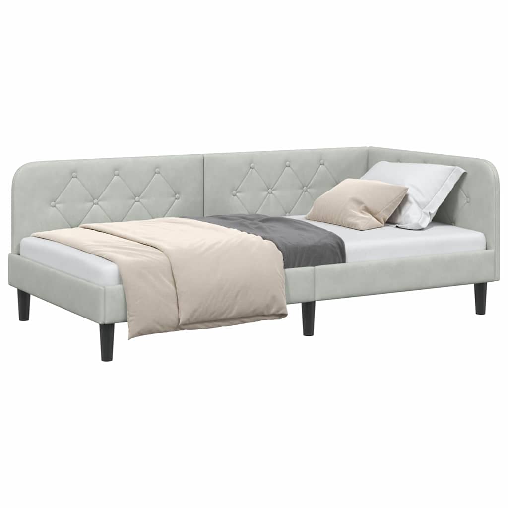 Eckbettgestell Hellgrau 90 x 190 cm Samt