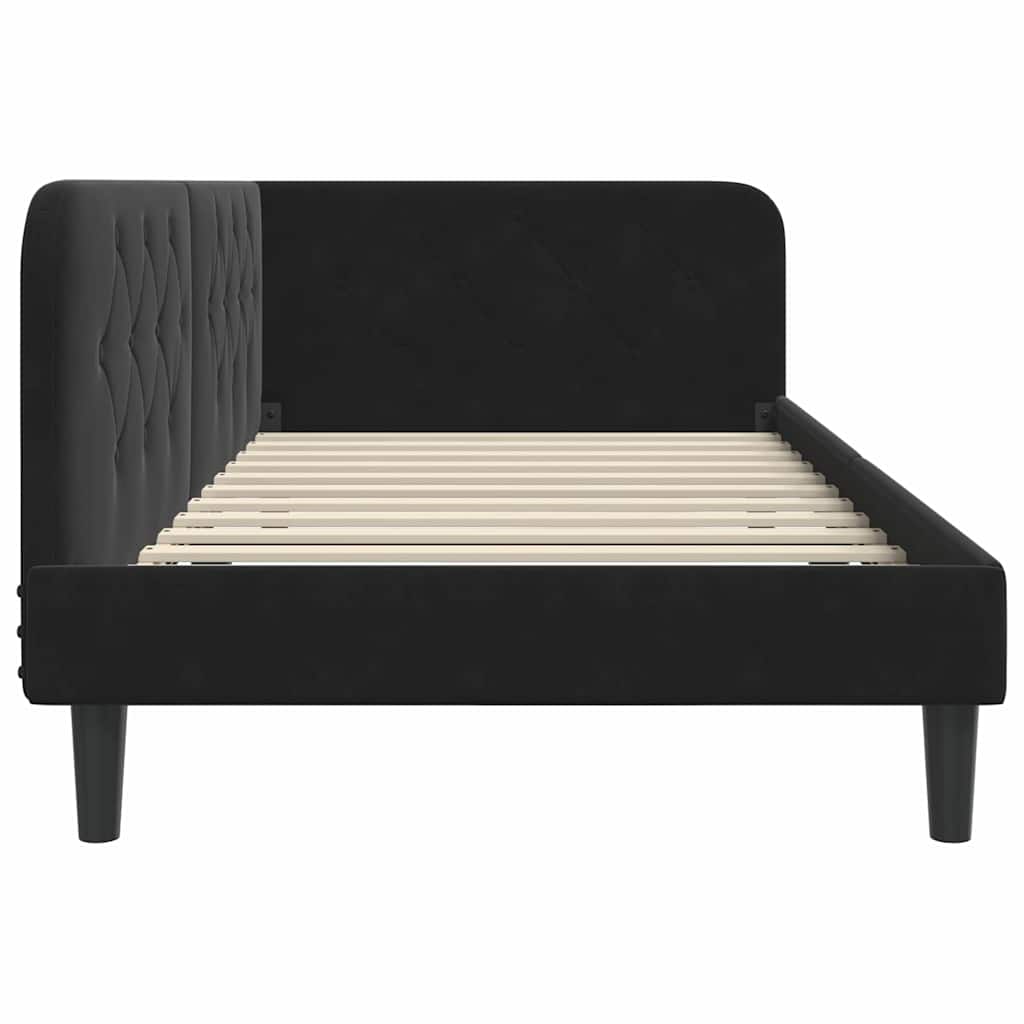 Eckbettgestell Schwarz 90 x 190 cm Samt
