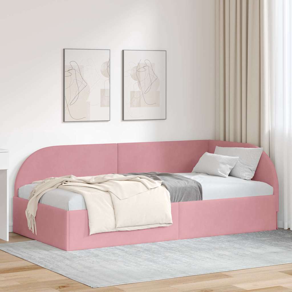 Eckbettgestell Rosa 90 x 190 cm Samt