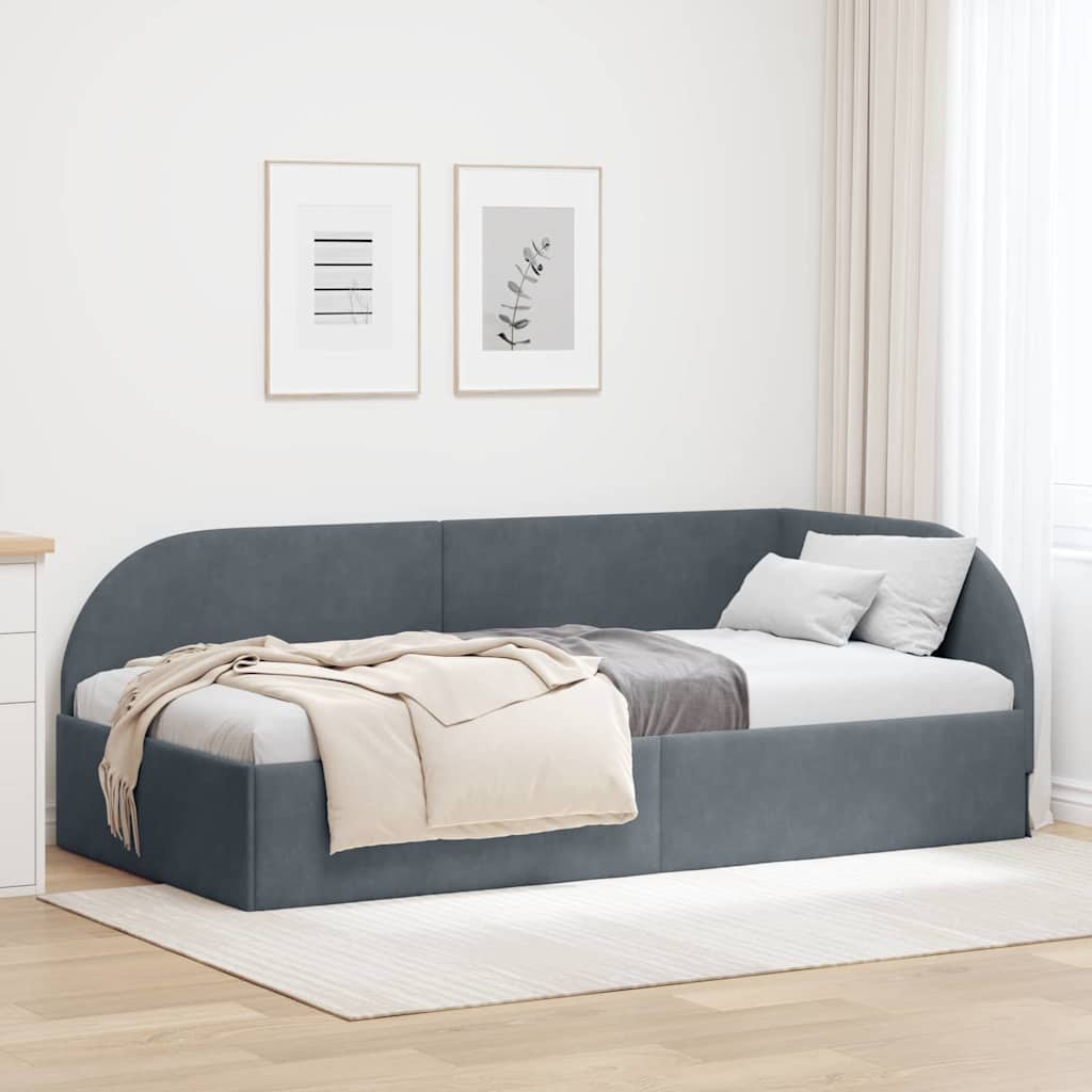 Eckbettgestell Dunkelgrau 90 x 200 cm Samt