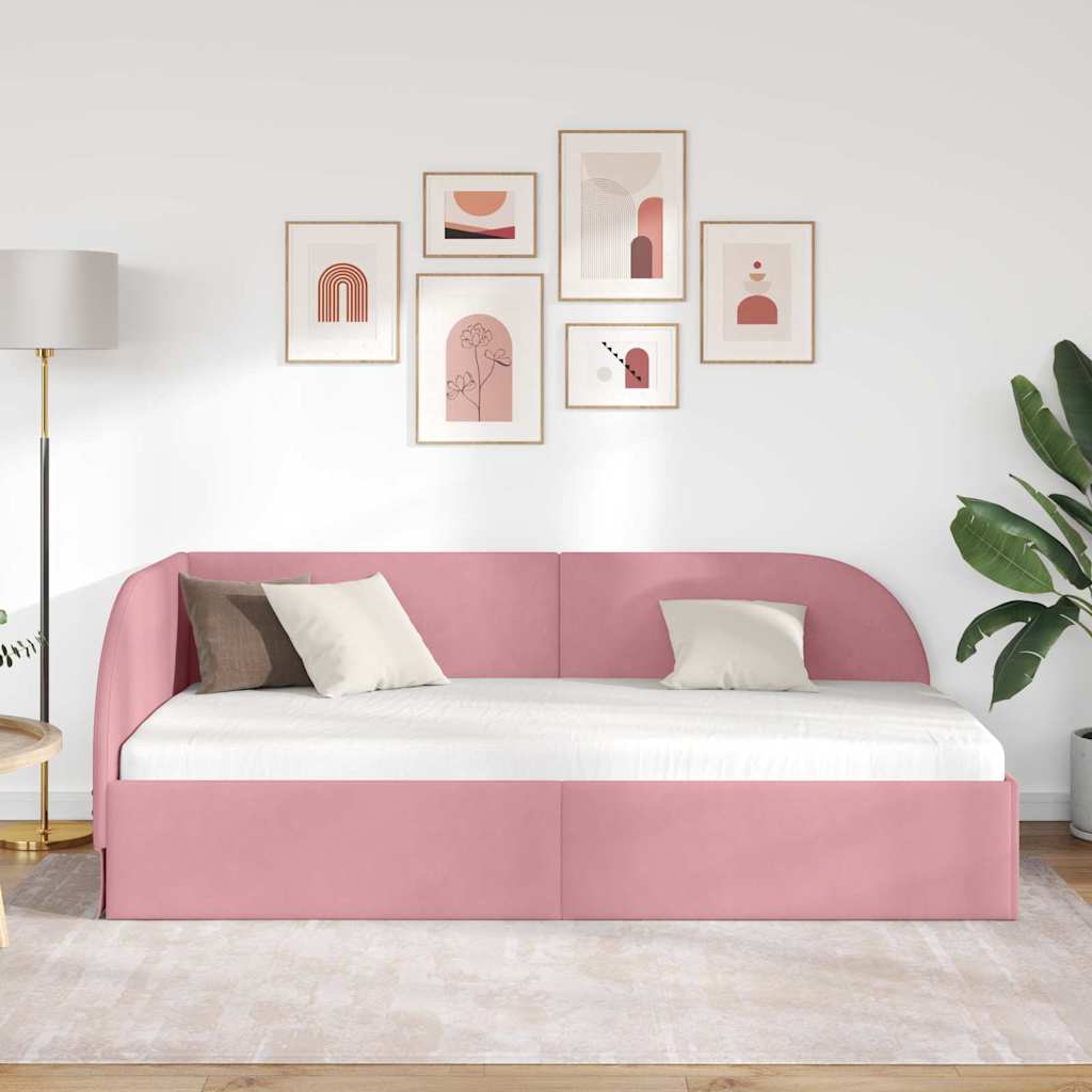 Eckbettgestell Rosa 90 x 200 cm Samt